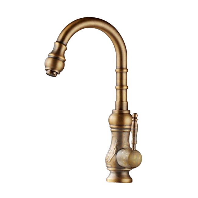 Amasra Antique Brass Kitchen Sink Faucet with Hot and Cold Mixer