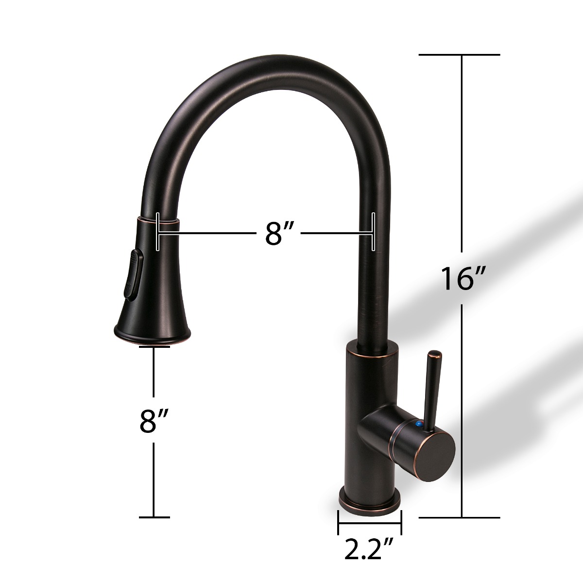 Quito 16 Oil Rubbed Bronze Sink Faucet with Pull Down Spray